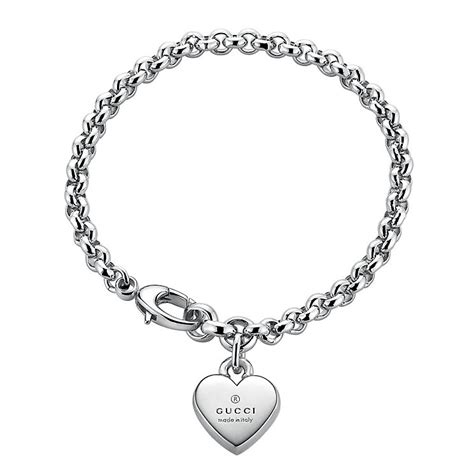 gucci trademark sterling silver heart bracelet|gucci sterling silver heart bracelet.